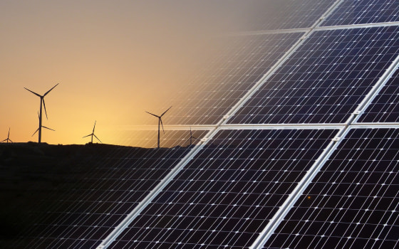 Image of energy grid and wind turbines