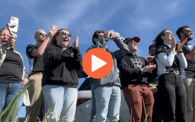 Students celebrating the satellite launch.