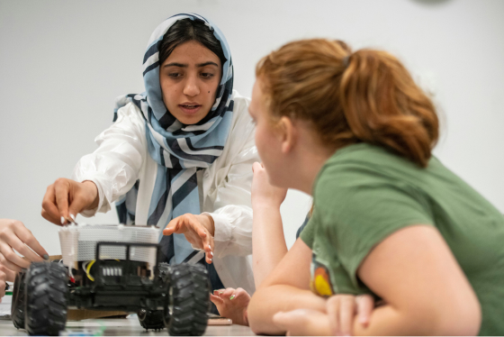 Somaya Faruqi works with her Project X design team to build a robot 