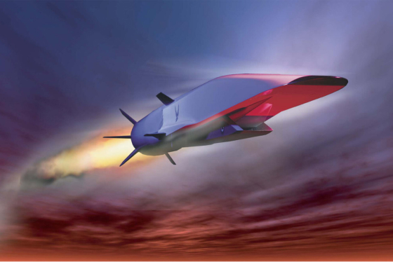 Pictured here is a rendering of an X-51A Waverider, which is an unmanned experimental hypersonic flight test demonstrator with airbreathing propulsion for the U.S. Air Force