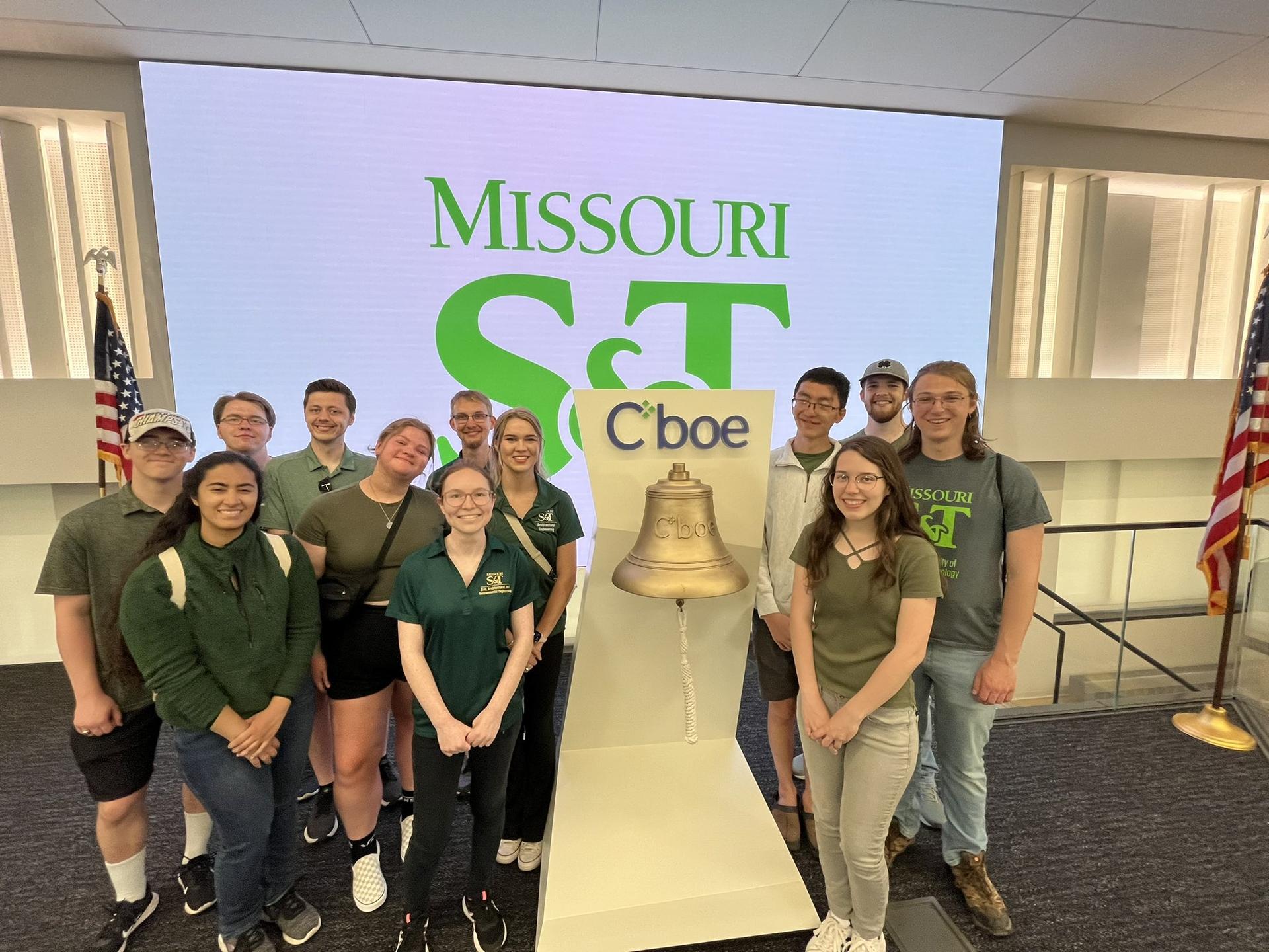 Group of students at the Chicago Stock Exchange.