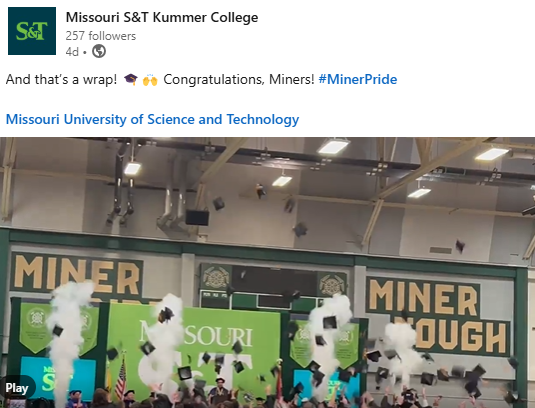 Students throw their caps at the Missouri S&T graduation ceremony.