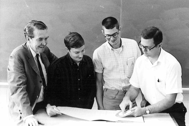 Professor Bernard Sarchet with students