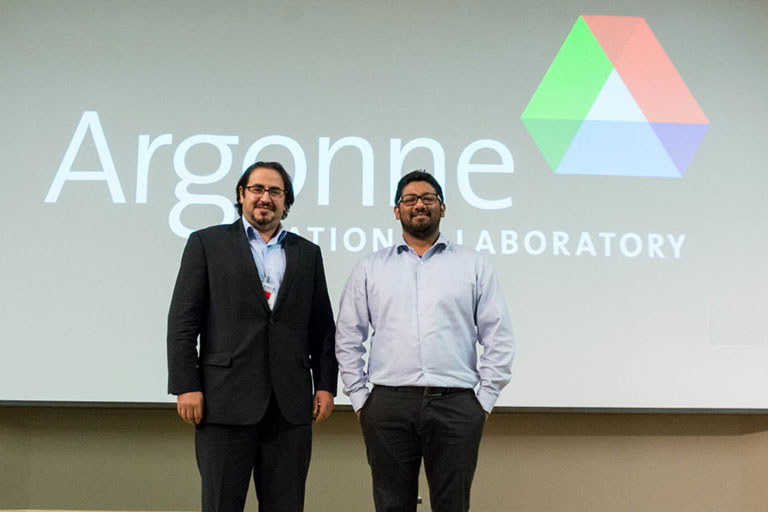 Missouri S&T nuclear engineering student Bader Almutairi (left) with his co-advisor Dr. Syed Bahauddin Alam (right)